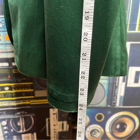 OO LA LA Green Velvet Blazer with Mona Lisa Pattern Lining Women's Size 8 - Picture 10 of 14